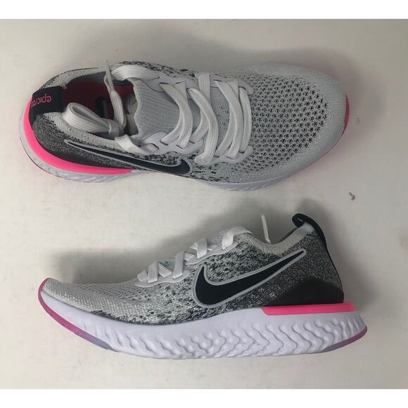 Nike Epic React Flyknit 2 White Black Pink Running Shoes BQ8927 103 Womens 5.5 - Picture 3 of 10